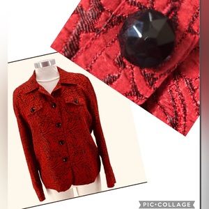 Laura Ashley Blazer size Petite PS Textured Casual Red black machine washable